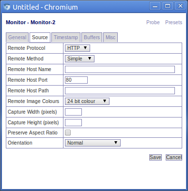 Image of the define source form in a web browser.